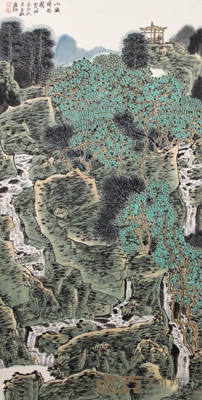 满维起 山城晴雨图 135×68cm