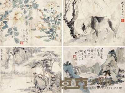 孔小瑜、汪昆、朱梅村、顾坤伯等 十六开册页 15×20cm×16