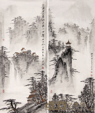 孙维东 山水 70×30cm×4