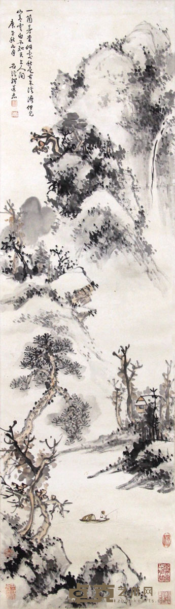 石涛 山水 117×34cm