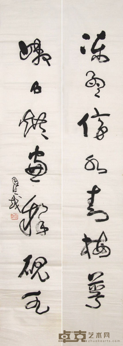 司徒越  书法对联 136×23cm×2