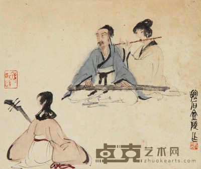 傅抱石 人物 25×29cm