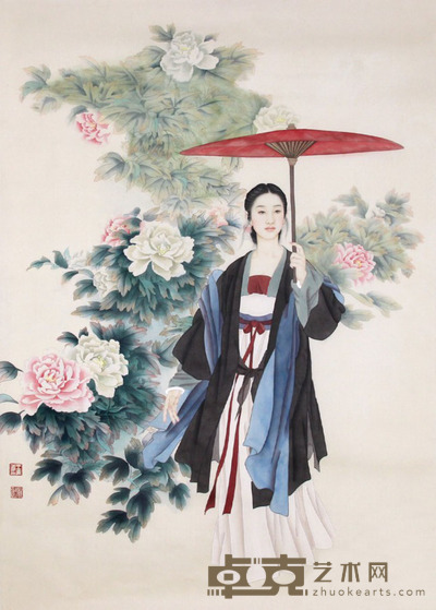 王美芳、赵国经 工笔人物 113×80cm