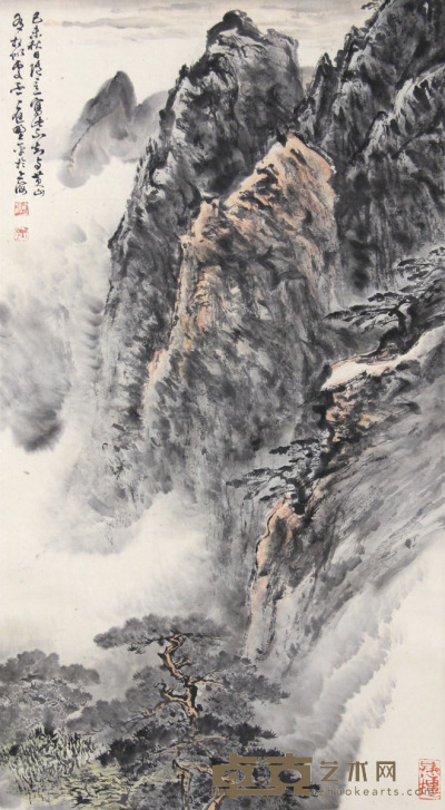 应野平 山水 88×48cm