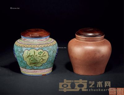 清 王南林款紫砂茶叶罐 （一对） 高16cm