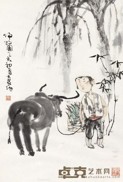 施大畏 归牧图 68.5×45.5cm