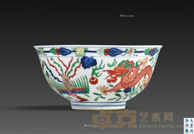 清同治 五彩龙凤穿花纹碗 口径15.0cm；高7.5cm