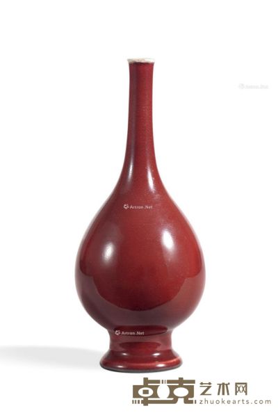 清康熙 郎窑红胆瓶 高21.8cm