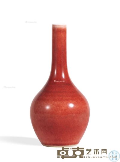 清雍正 豇豆红直颈瓶 高20.0cm
