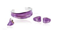 意大利珠光紫手镯、耳饰、戒指套装