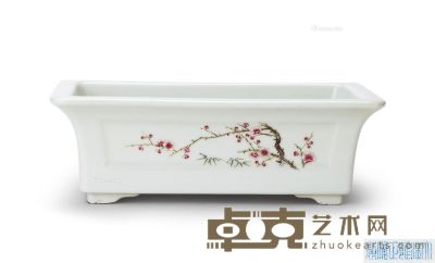 民国 粉彩花果纹水仙盆 长23.8cm