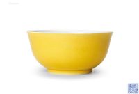 清道光 黄釉墩式敞口碗