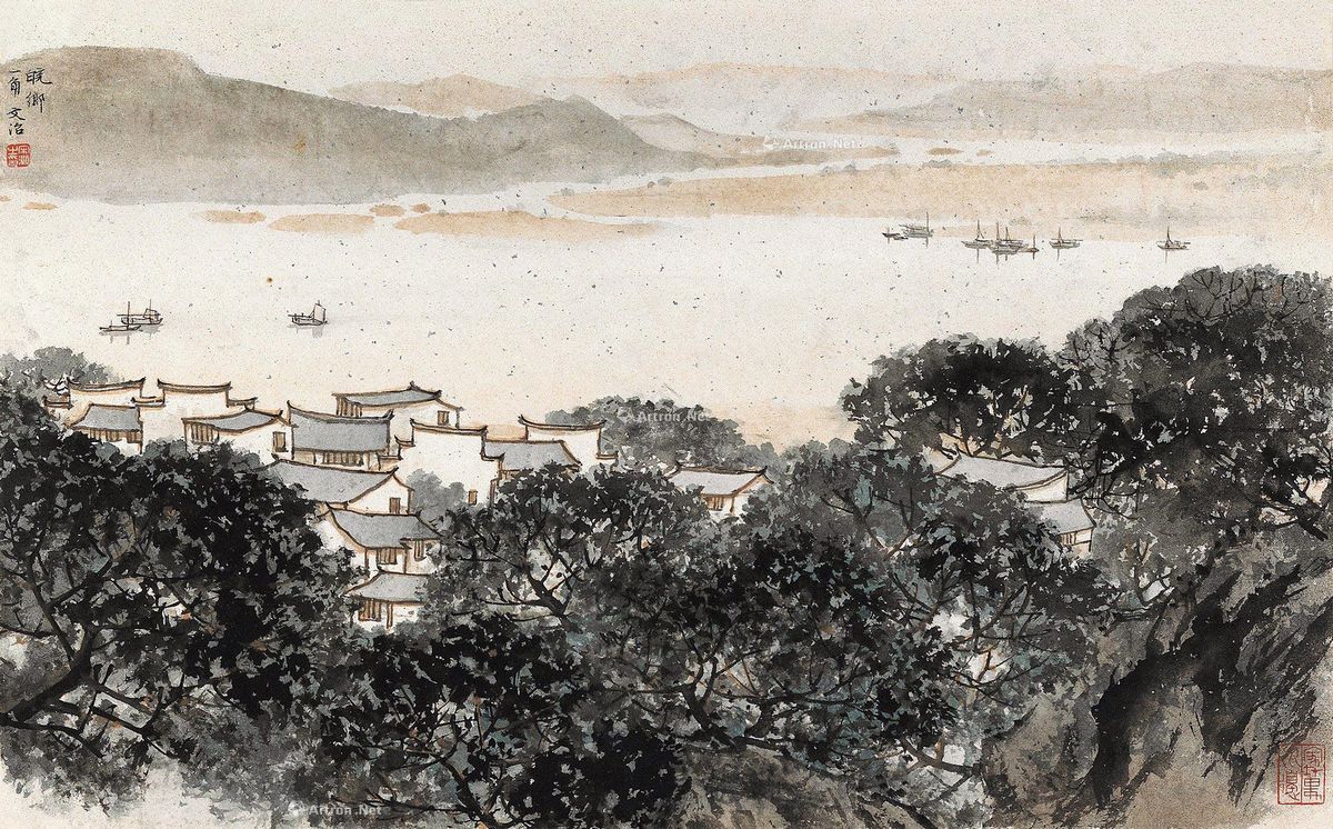 宋文治 皖乡一角 37×59.5cm