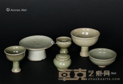 元/明/清 龙泉窑青釉杯和碗 （共六件） 6.3-10.3cm