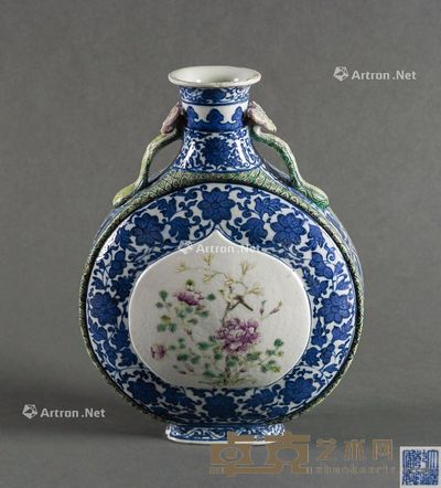 乾隆 青花珐琅彩抱月瓶 高24cm