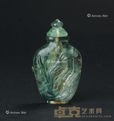清 海篮宝雕鼻烟壶 6.7cm