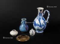 清 青花瓶，钧窑瓶，白釉水丞 （一组5件）