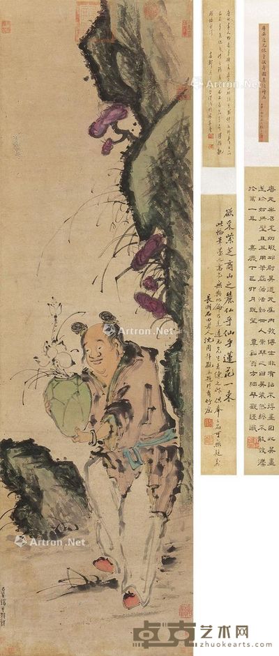 吴道元 仙童献寿图 154×45cm