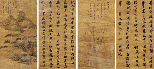 汪梅鼎 书画四屏