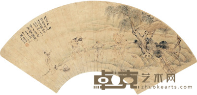 王素 人物扇面 19×53cm