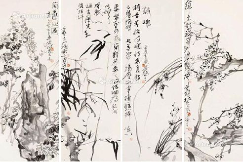 陈玉圃 “梅兰竹菊”四条屏