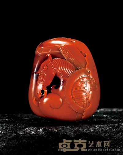 葛洪 一马当先 南红把件 60×52×23mm 重量:126.2g