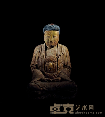 明·木雕释迦摩尼坐像 高：71·5cm
