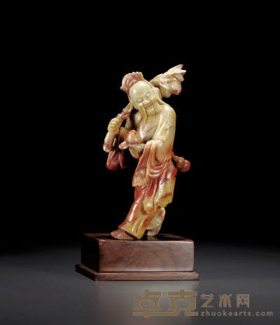 清·寿山石雕寿星摆件 器高：17.6cm 带座高：21cm