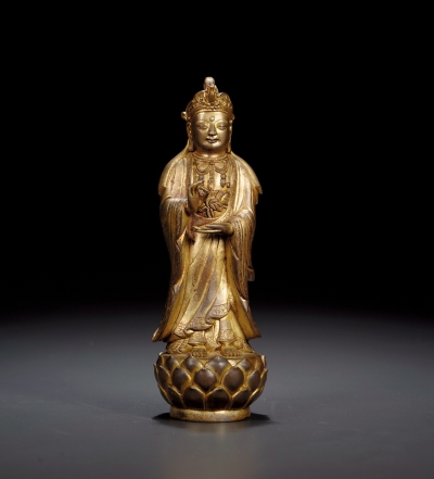清·铜鎏金观音菩萨立像