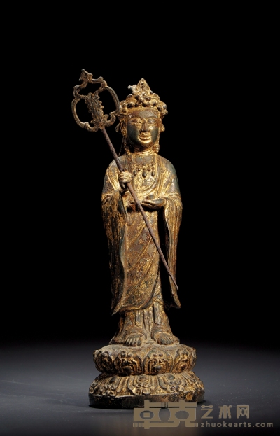 明以前·铜漆金地藏王菩萨 高：28cm