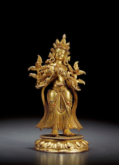 清·铜鎏金弥勒菩萨像