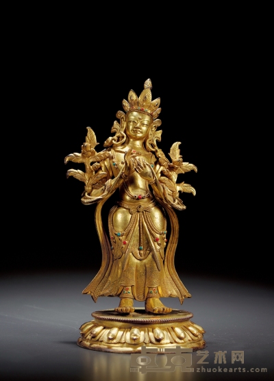 清·铜鎏金弥勒菩萨像 高：25cm
