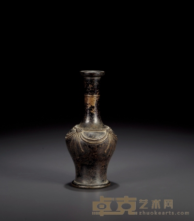 清·铜璎珞纹净水瓶 高：16cm