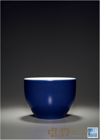 清乾隆·霁蓝釉画缸 高：15cm口径：20cm