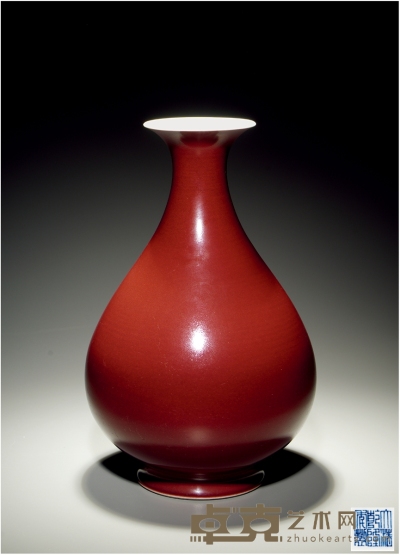 清乾隆·霁红釉玉壶春瓶 高：30cm