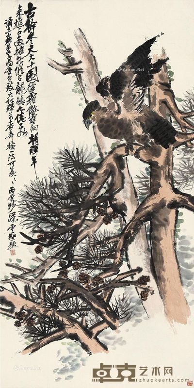 赵云壑 松鹰图 139×69cm