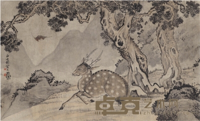 闵贞 福禄双寿图 189.5×115cm