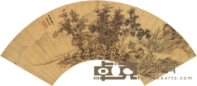王奂 临溪论道图 50.5×16cm