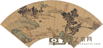 陆士仁 湖山访友图 47×17cm