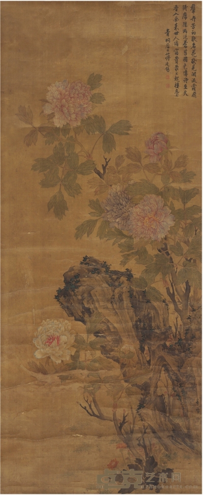 蒋廷锡 国色天香图 128×53cm