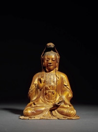 清康熙·木胎金漆京工观音菩萨像