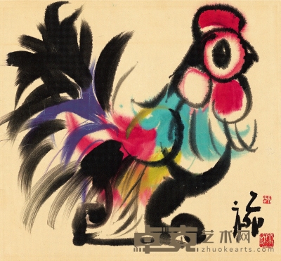 韩美林   公鸡 33×36cm