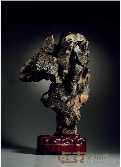 明·灵璧石供石摆件 高：55cm 带座高：68cm