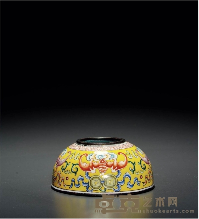 清·雍正年制款铜胎画珐琅水盂 高：4cm 口径：4cm