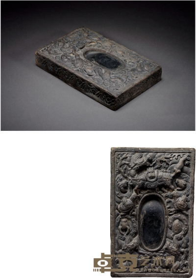 清·河图洛书砖砚 24.6×15.5×4.2cm