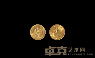 1927年墨西哥自由女神像五十比绍金币 直径：37mm 数量：1