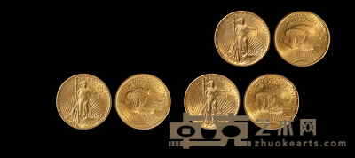 1908、1922、1924年美国自由女神像20美元金币一组三枚 直径：34mm 数量：4
