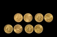 1876、1879、1894、1900年美国摩根20美元金币一组四枚