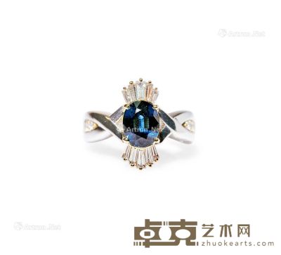 18K黄金 Pt900蓝宝石钻石戒指 --