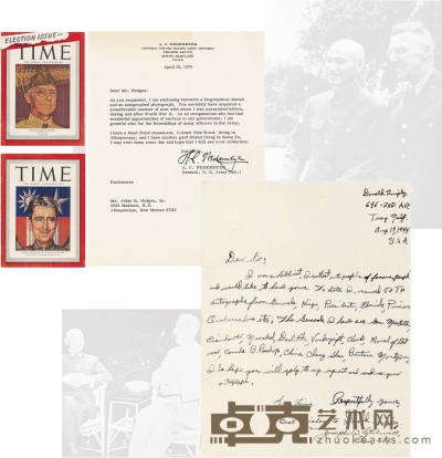 史迪威 两任盟军驻中国战区参谋长信札 24×18cm 27.5×21cm